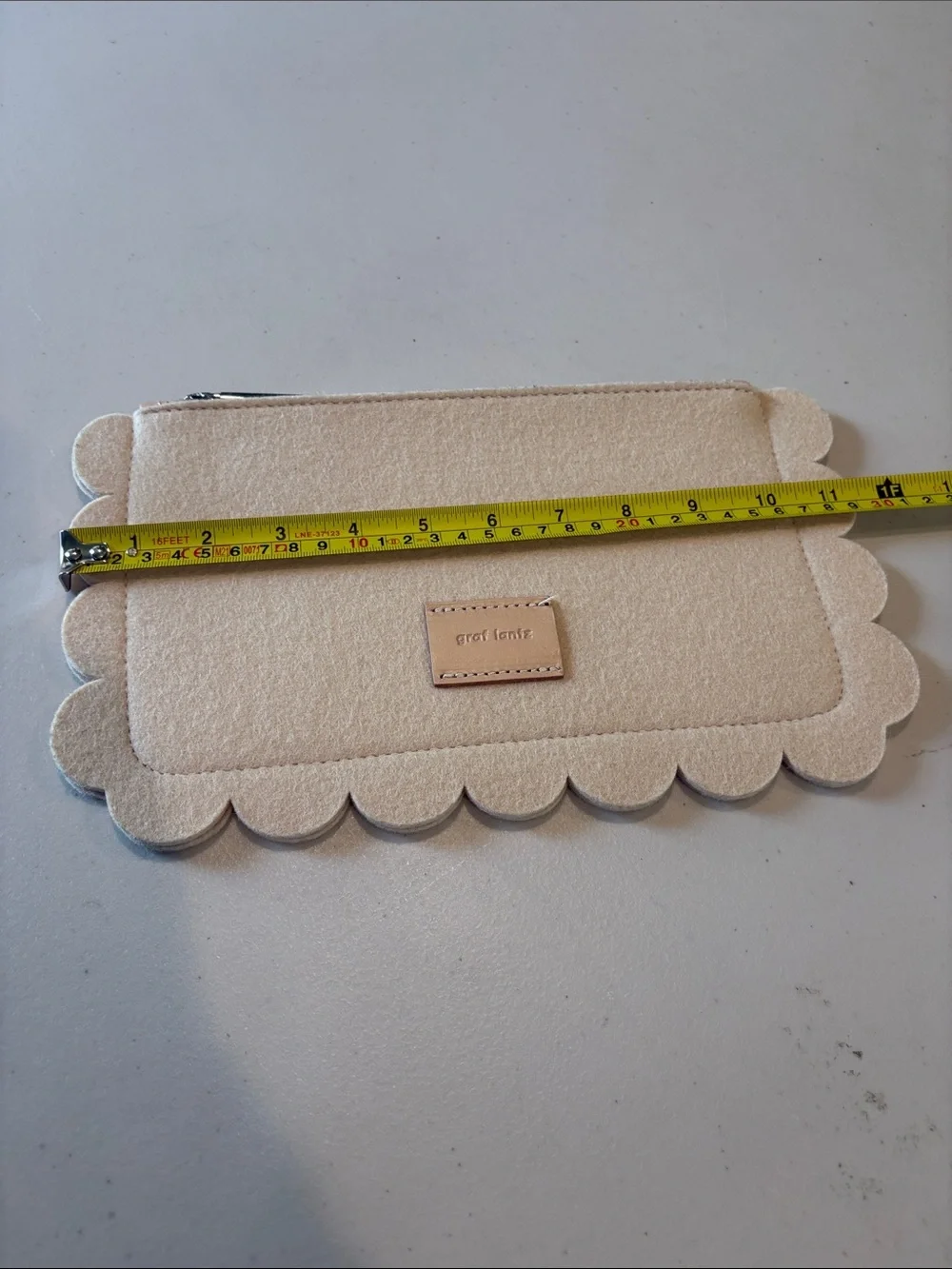 Graf Lantz - Deco Edge merino wool pouch, clutch, wristlet, handbag. Cream. NWOT